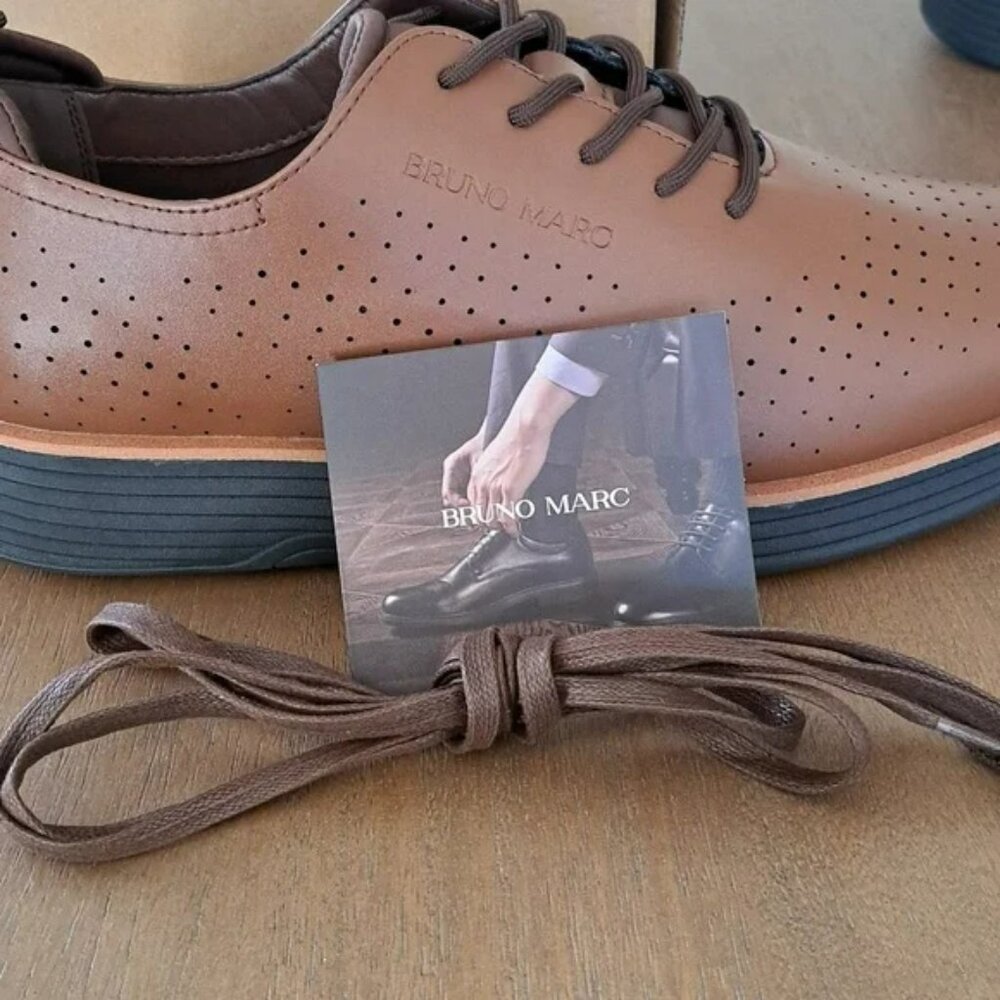 Bruno Marc Smart Casual Oxford Style Sneakers - Brown/Black - Size: Men 12 - Picture 10 of 10